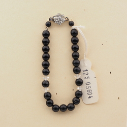 Vintage Czech bracelet black round clear bicone glass beads