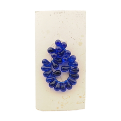 Vintage Czech bracelet element large blue teardrop glass beads