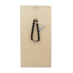 Vintage Czech bracelet black clear round glass beads
