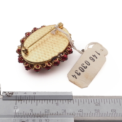 Vintage Czech toffee marble glass cabochon bead pin brooch