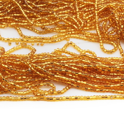Lot (5000) vintage Czech gold lined topaz seed glass beads 17bpi