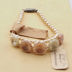 Lot (2) vintage Czech bracelets pearl round flower glass beads