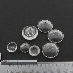 Lot (8) Vintage Czech crystal clear round faceted glass buttons
