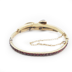 Antique Victorian Bohemian Clover Garnet Bracelet Rare 19th Century