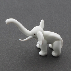Czech art glass lampwork white elephant figurine ornament