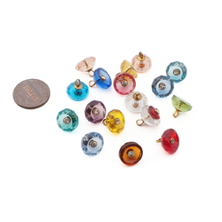 Lot (17) antique Czech round faceted rosarian pin shank glass buttons 11mm