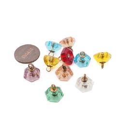 Lot (10) antique Czech hexagon faceted rosarian pin shank glass buttons 11mm