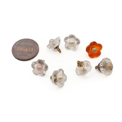 Lot (7) antique Czech pearl bead rosarian pin shank glass buttons