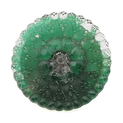 Large Antique Victorian Czech sunburst green lacy glass button 29mm
