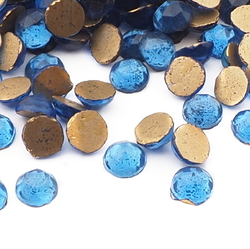 Lot (200) Czech vintage round faceted blue foiled flatback glass rhinestones 5mm