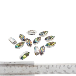 AB Topaz sew on silver plate Navettes 15 x 7 mm wholesale lot 144 pcs marquise faceted rhinestones Preciosa fancy stones