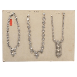 Large Sample card 3 Deco Geometric Czech vintage rhinestone jewelry Necklaces 