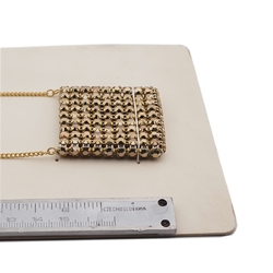 Clutch Purse Pendant Necklace Sample card Deco Geometric Czech vintage Gold rhinestone jewelry