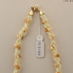 Vintage Czech 4 strand necklace beige brown satin atlas glass beads 