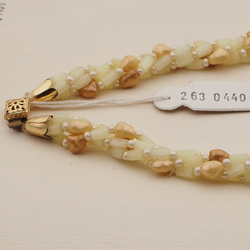 Vintage Czech 4 strand necklace beige brown satin atlas glass beads 