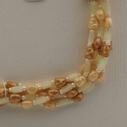 Vintage Czech 1 to 5 strand necklace beige brown satin atlas glass beads 