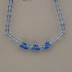 Vintage Czech necklace blue pentagon flower glass beads 
