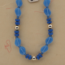 Vintage Czech necklace blue opaline glass beads