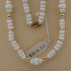 Vintage Czech necklace white nugget glass beads