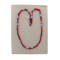 Vintage Czech necklace vitrail red pentagon glass beads 23"