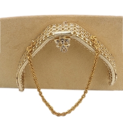 Vintage Czech Geometric marcasite Rhinestones Evening Gold Bag Purse Frame Wedding Accessories sample card