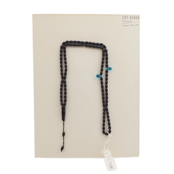 Vintage Muslim prayer bead strand 99 Czech blue black glass beads