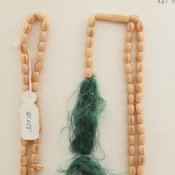 Vintage Muslim prayer bead strand 99 beige satin glass beads 