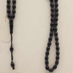 Vintage Czech 99 black oval teardrop glass bead prayer bead strand 