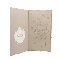 Antique German floral embossed wedding congratulations greeting card