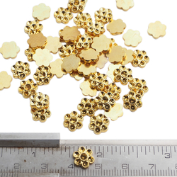 Lot 55 Vintage Czech 1/4" 8 mm brass Daisy Flower Charms Jewelry finding stamping rhinestones