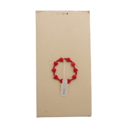 Vintage Czech elastic bracelet red heart glass beads