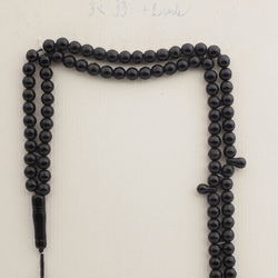 Vintage Czech black glass beaded prayer bead strand 