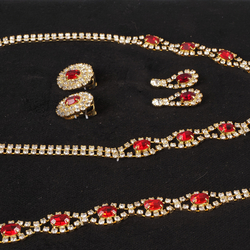 Sample card Two Czech vintage crystal glass rhinestone Set Necklace Earrings bracelet 