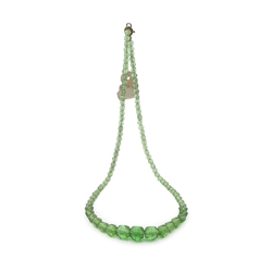 Vintage Deco Czech necklace gradual green English cut glass beads