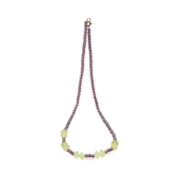 Vintage Czech necklace gunmetal silver English cut uranium rondelle glass beads