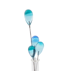 Lot (4) Czech lampwork blue bicolor teardrop headpin glass beads