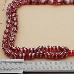 Vintage prayer bead strand Czech silver lustre red Egyptian revival glass beads