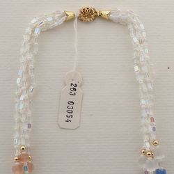 Vintage Czech 1 to 4 strand necklace satin atlas AB glass beads 