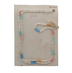 Vintage Czech necklace satin atlas pastel spiral glass beads 48"