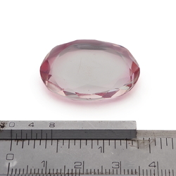 Czech antique pink bicolor oval glass rhinestone 30x22mm