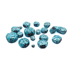 Lot (18) Czech foil overlay blue lampwork glass beads