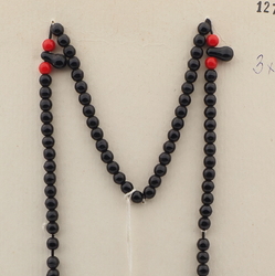 Vintage Czech black red glass bead Misbaha prayer strand 