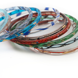 Lot (11) Antique Czech filigree multicolor gilt glass bangles