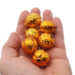 Lot (6) Czech orange blown mercury glass walnut Christmas garland beads 30mm