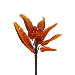 Lot (12) lampwork orange glass leaf flower part headpin glass beads