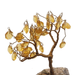 Vintage Czech topaz glass chandelier prism bead wired tree ornament