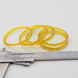 Lot (5) antique Czech golden yellow faceted glass bangles napkin rings 2.2"
