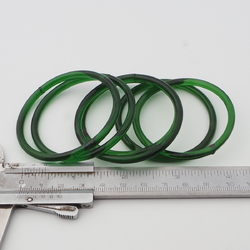 Lot (6) antique Czech Emerald green glass bangles hoops rings