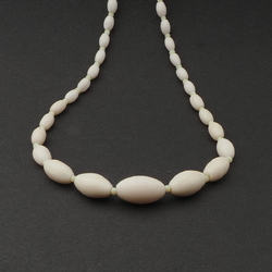 Vintage Czech necklace uranium white gradual oval glass beads