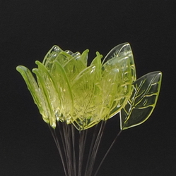 Czech lampwork uranium glass flower leaf headpin bead (1 bead)